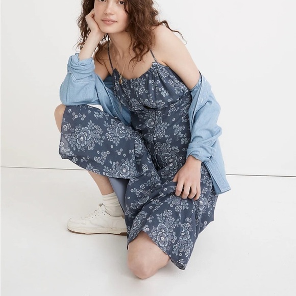 NWT Madewell Tie Back Button Front Midi Dress in size 4 - Picture 2 of 10